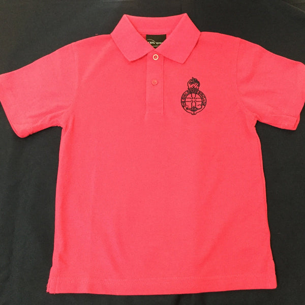 Girl's Fuchsia Polo Shirt Navy Crest